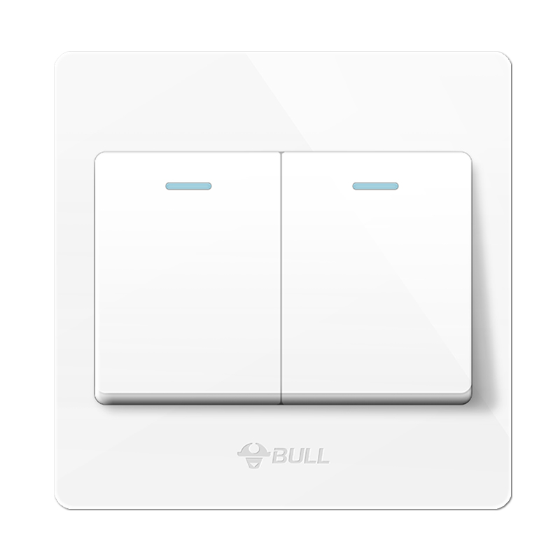 bull公牛g07经典白双开单控开关86型墙壁暗装两位二位2位电源双位双联