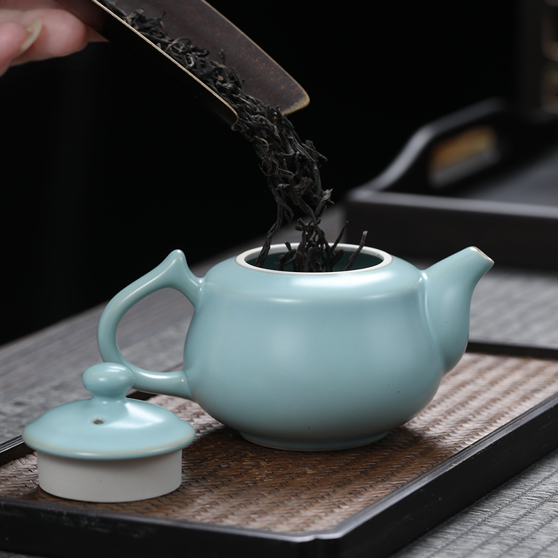 元青茶壶(MULTIPOTENT)汝窑茶壶开片可养陶瓷功夫茶具泡茶壶单壶 如意壶160ML高清大图