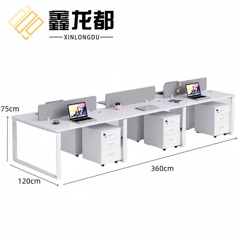鑫龙都办公桌+活动柜六人位套高清大图