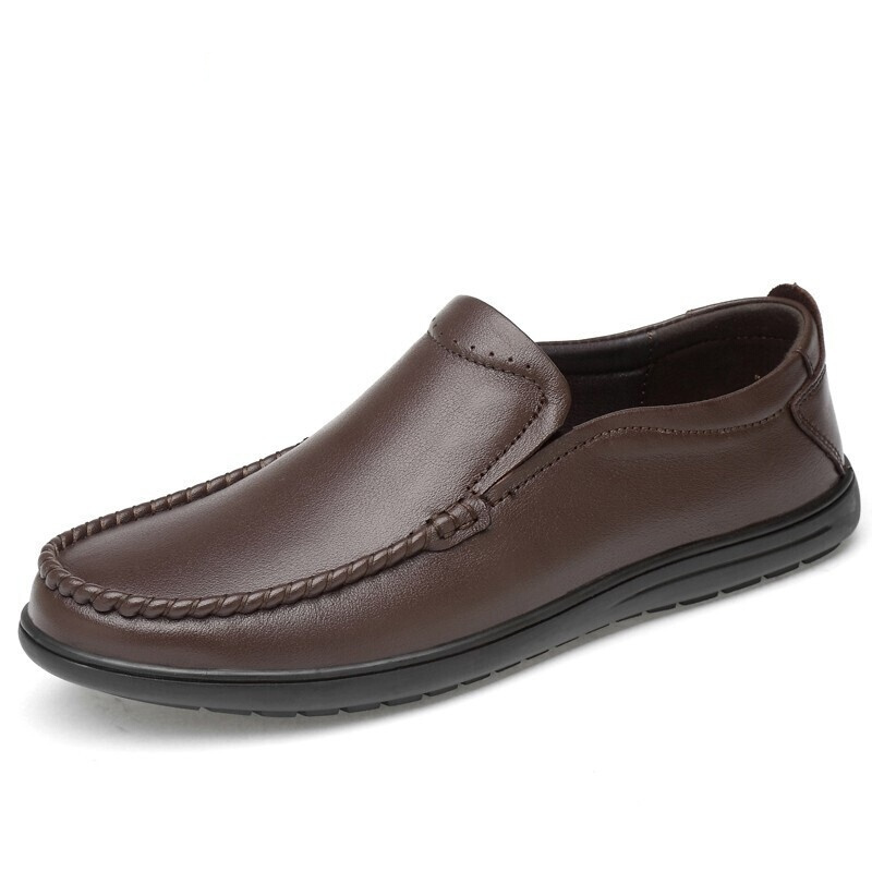 百丽牧貂旗舰店男土皮鞋牛皮2019新款黑色商务休闲职业工作上班鞋中年