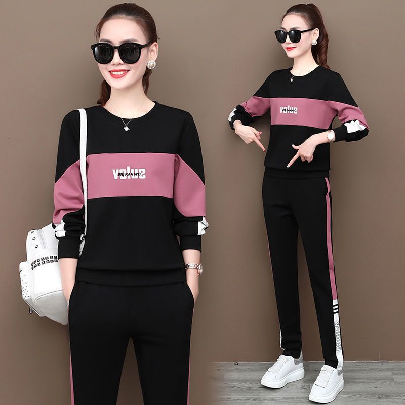 运动套装女春秋2020新款休闲时尚套装女韩版洋气宽松显瘦两件套娜蜜雨