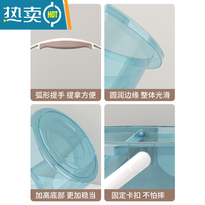 敬平加厚塑料大号透明水桶洗澡家用手提洗衣桶塑料桶学生宿舍储水桶子 大号水桶脸盆2件套透明咖高清大图