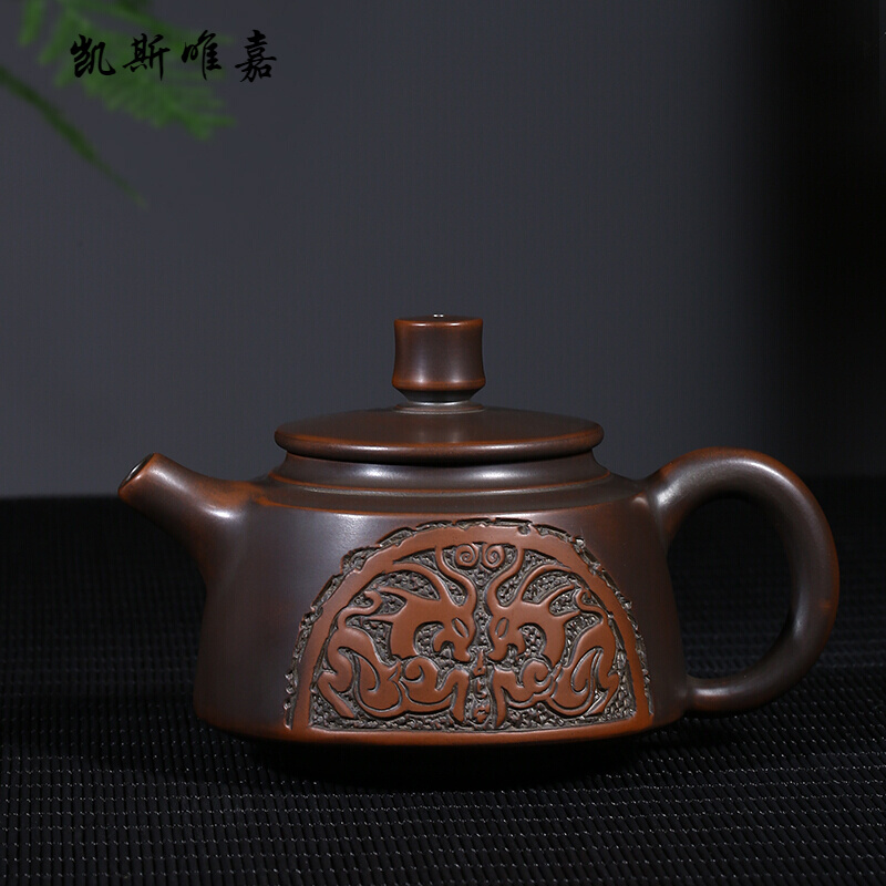 凯斯唯嘉钦州坭兴陶茶壶梁业兰纯全手工壶泡茶壶陶壶浮德钟壶茶具茶器