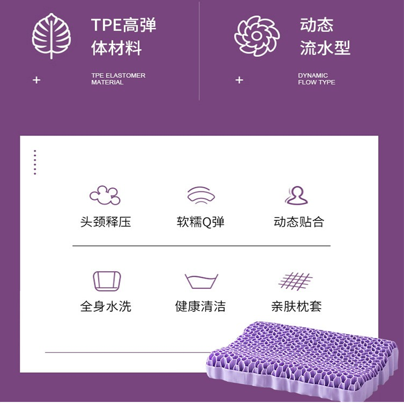红豆家纺 无压枕波浪枕舒适颈椎透气可水洗枕头睡眠枕芯 释压枕 52*35*8/10cm HD-6202 单个价