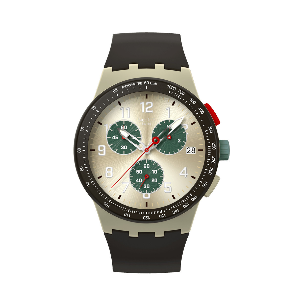 斯沃琪(Swatch)瑞士手表 三眼熊猫盘时尚配色男女情侣表石英表