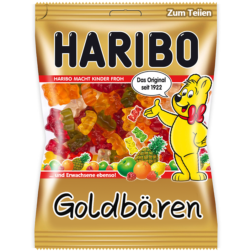 德国进口哈瑞宝haribo金熊软糖混合水果味袋100克袋200g桶980克小熊