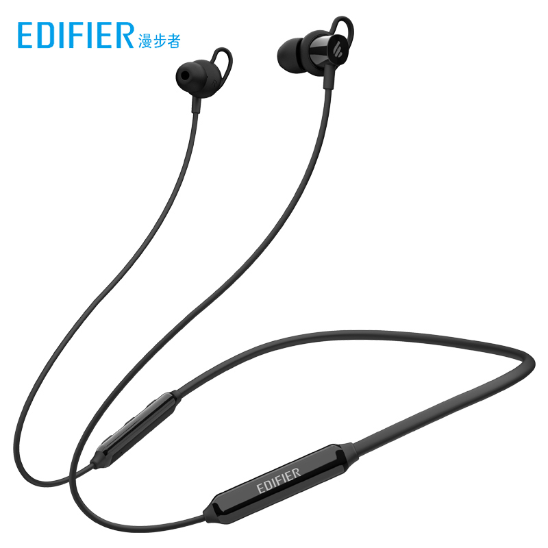 EDIFIER/漫步者W200BT无线蓝牙耳机双耳挂脖式入耳挂耳式运动跑步 黑色-s