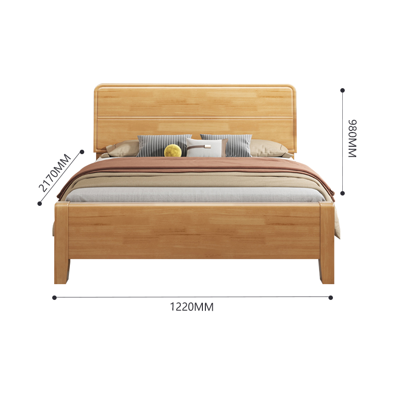臻远ZY4022902实木床简约1.2米单人床 榉木色高清大图