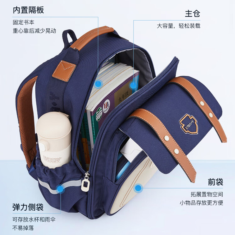 卡拉羊 CX2242 6维减负防下坠小学生1-4年级减负云朵书包 285*355*190mm 18L(单位:个)薰衣草紫高清大图