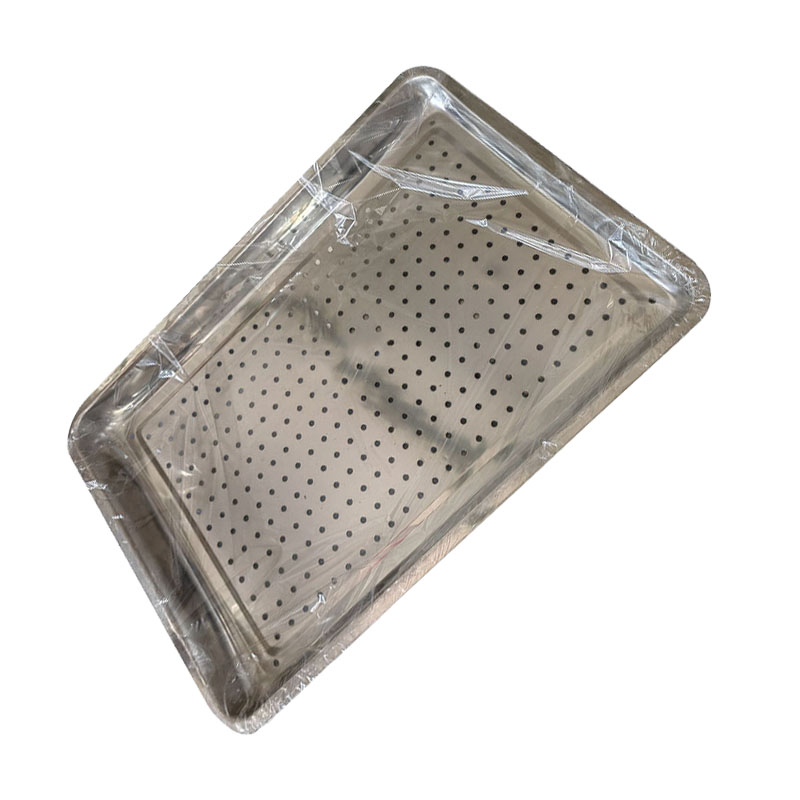 炯毅 不锈钢长方形托盘茶盘带孔蒸盘 商用蒸饭盘菜盘鱼盘饺子盘烧烤盘 不锈钢冲孔方盘 60cm*40cm个高清大图