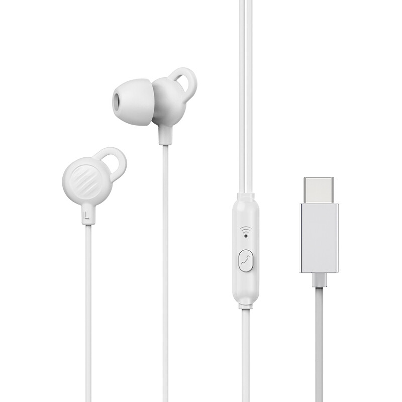 纽曼Newmine HiFi立体声入耳式耳机XL02 Typc-C白色 旅行降噪高清麦克风硅胶耳帽超轻便携