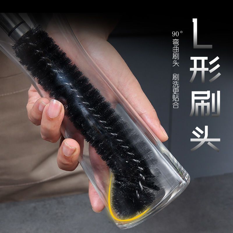 不锈钢杯刷无死角洗杯子神器去茶渍长柄清洁刷子婴儿奶瓶刷毛刷 塑胶[短款]