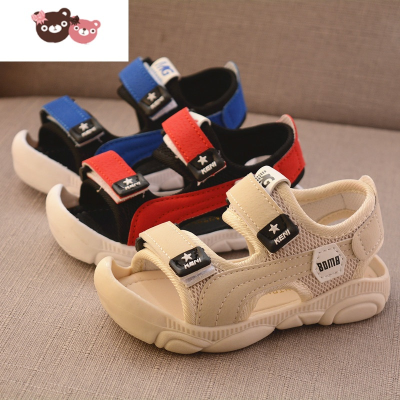 绿彩虹光夏新款男童凉鞋17岁小男孩牛筋底包头凉鞋防滑软底宝宝学步