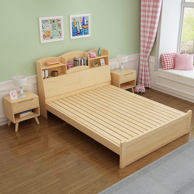 实木儿童床男孩女孩12米床多功能储物床15米公主床带书架单人床