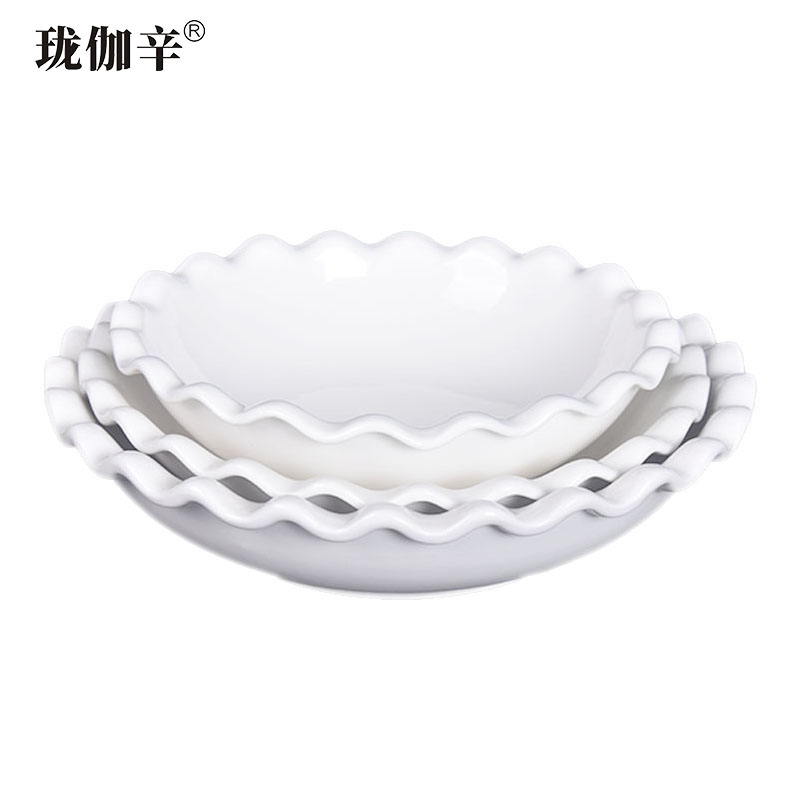 珑伽辛 白色陶瓷太阳碗 菜碗 10英寸/个高清大图