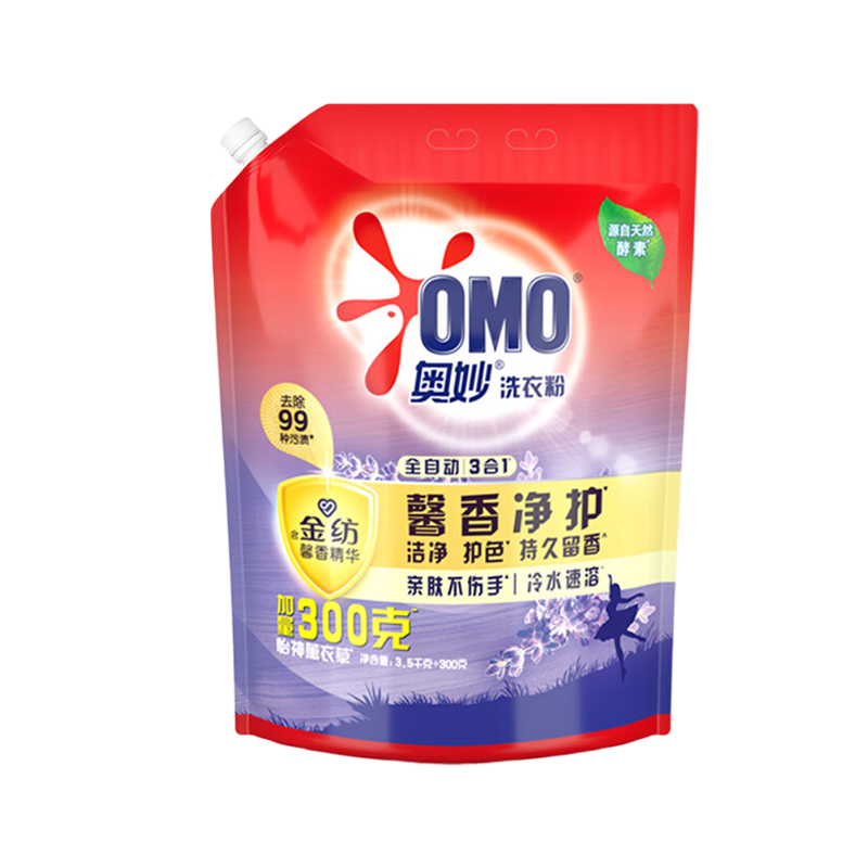 奥妙馨香柔护薰衣草洗衣粉壶嘴装(3.5KG+300G) 单位:袋