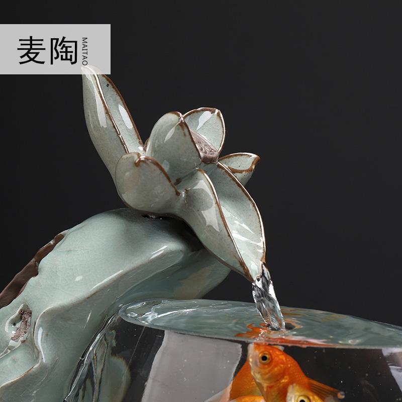 美帮汇陶瓷玻璃鱼缸流水器家居客厅办公室桌面家居摆件送礼开业礼品