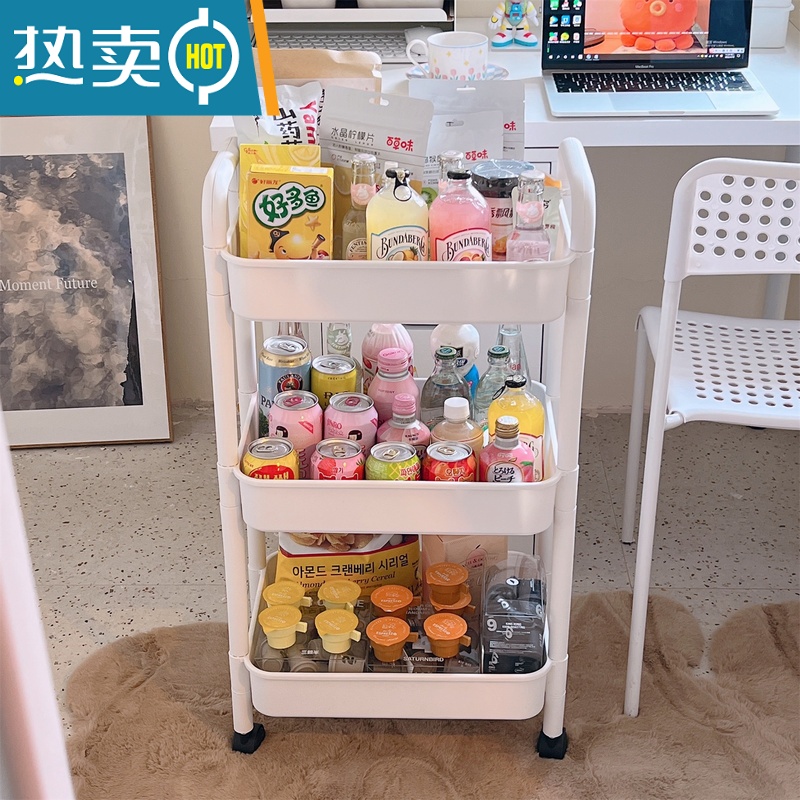敬平小推车置物架ins风多层零食收纳架落地客厅网红房间家用储物架子高清大图