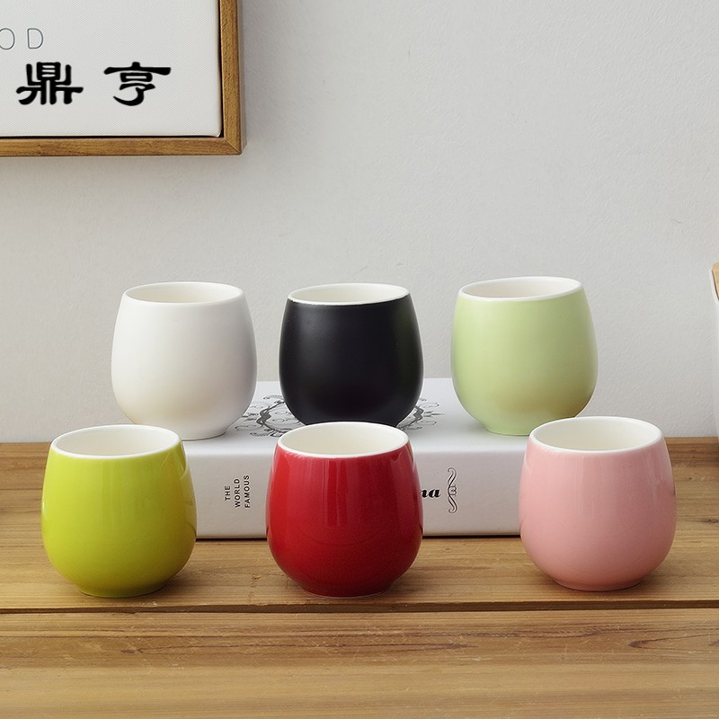 鼎亨茶杯陶瓷套装 日式和风品茗水杯多色6只装主人简约家用功夫茶