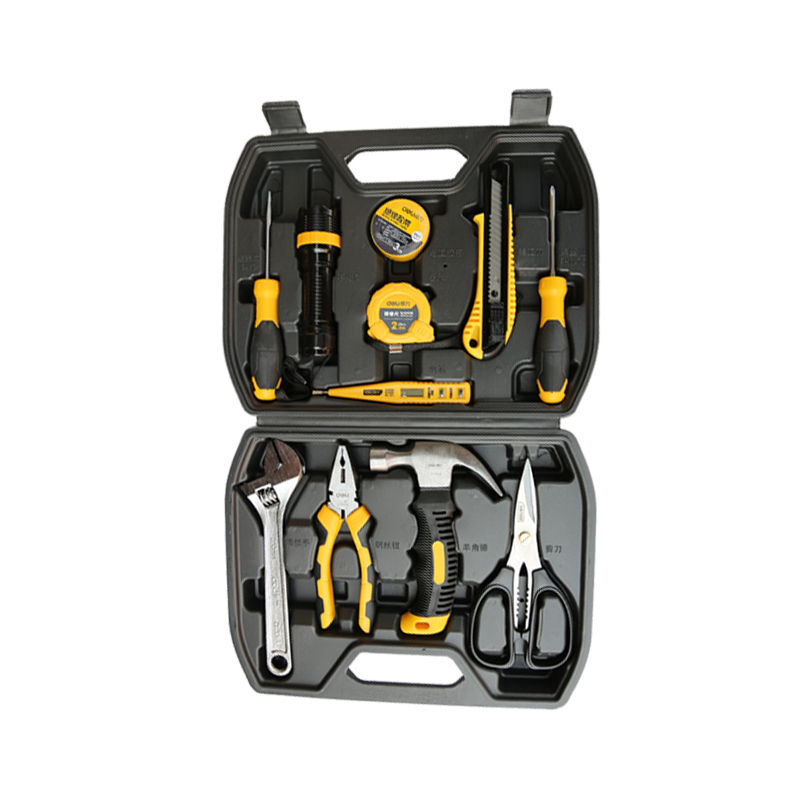 得力(deli)DL1012 家用多功能五金工具箱手动工具套装 电工维修工具箱家用应急包12件