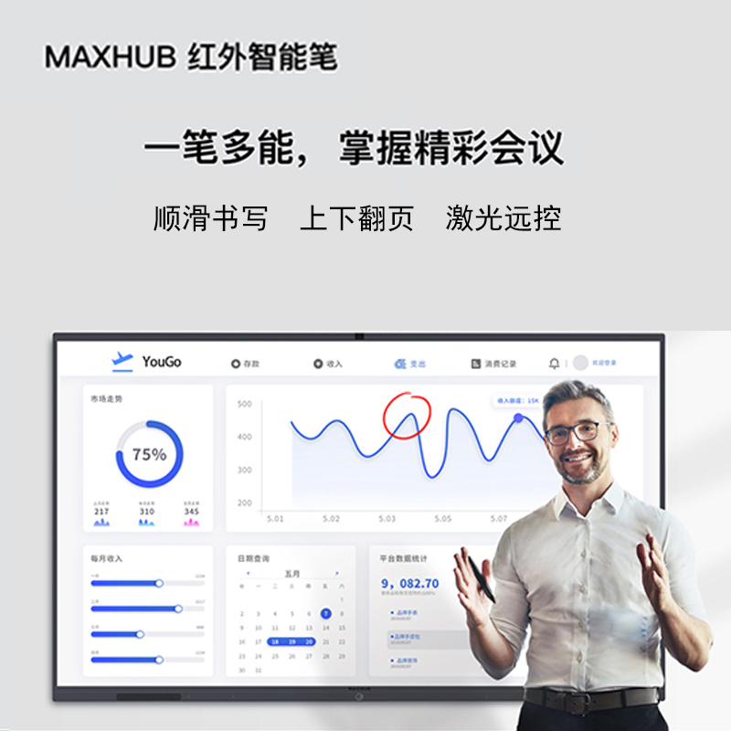 maxhub智能会议平板配显示器红外智能笔书写用笔ppt翻页笔sp20b
