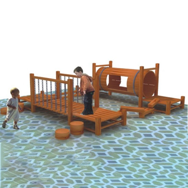 有优贝贝儿童户外游乐设备室外黄花梨滑滑梯爬洞体能感统训练组合