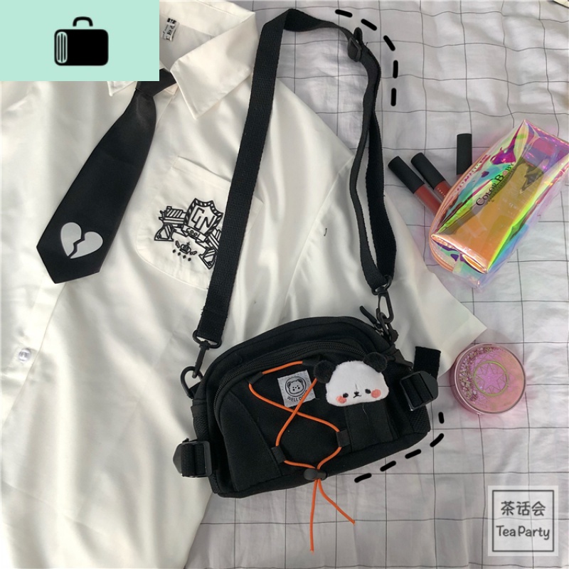 韩国ins复古可爱少女帆布包女斜挎包ulzzang日系原宿风学生小包包NEWLAKE高清大图