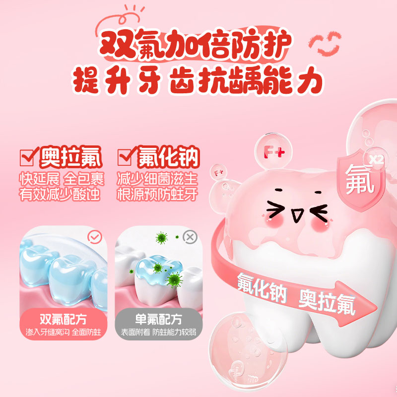 皓齿清 奥拉氟儿童低氟牙膏(1-3岁)60g高清大图
