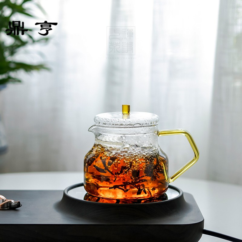 鼎亨手工吹制高温耐热玻璃过滤煮茶器小泡茶壶花茶锤纹功夫可明火