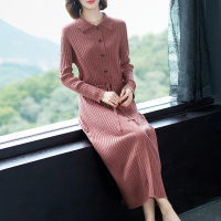 小样传奇 2021秋冬新款收腰显瘦针织连衣裙过膝打底毛衣裙长款长裙时尚潮