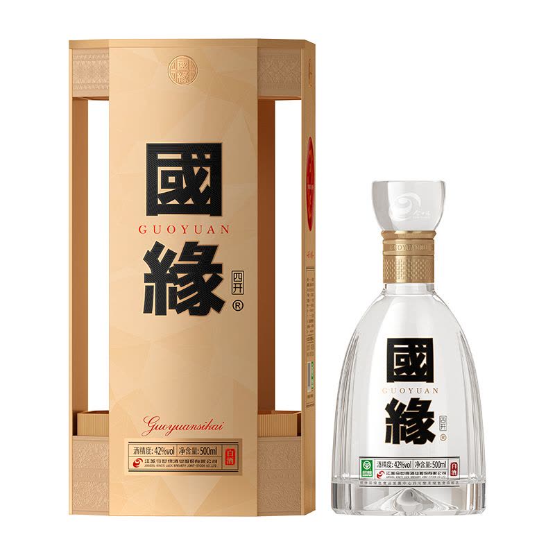 国縁（GUOYUAN）　今世缘 国缘 四开 42%vol 幽雅醇厚型白酒 今世缘国缘四开幽雅醇厚型白酒42度500ml 单瓶装宴请送礼商务