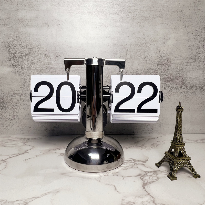 欧式自动翻页钟复古简约家居客厅座钟小天平机械自动翻页时钟[2]高清大图