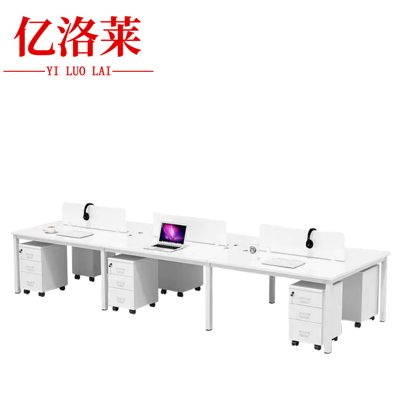 亿洛莱 六人办公桌+6柜 360*120*75cm 套高清大图