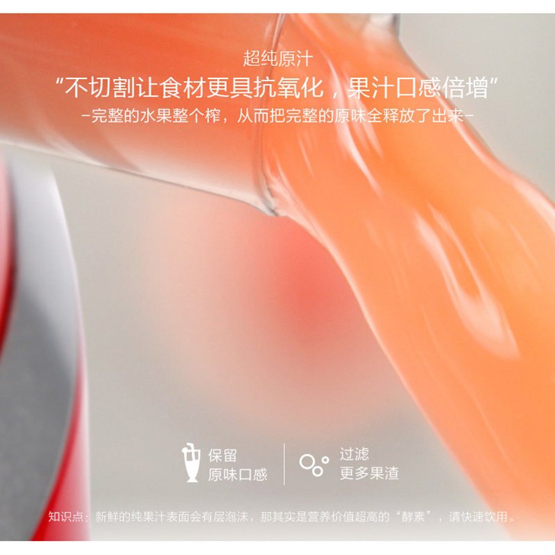 九阳(Joyoung)榨汁机 原汁机低速多汁家用多功能果汁机 可制作冰淇淋JYZ-V919