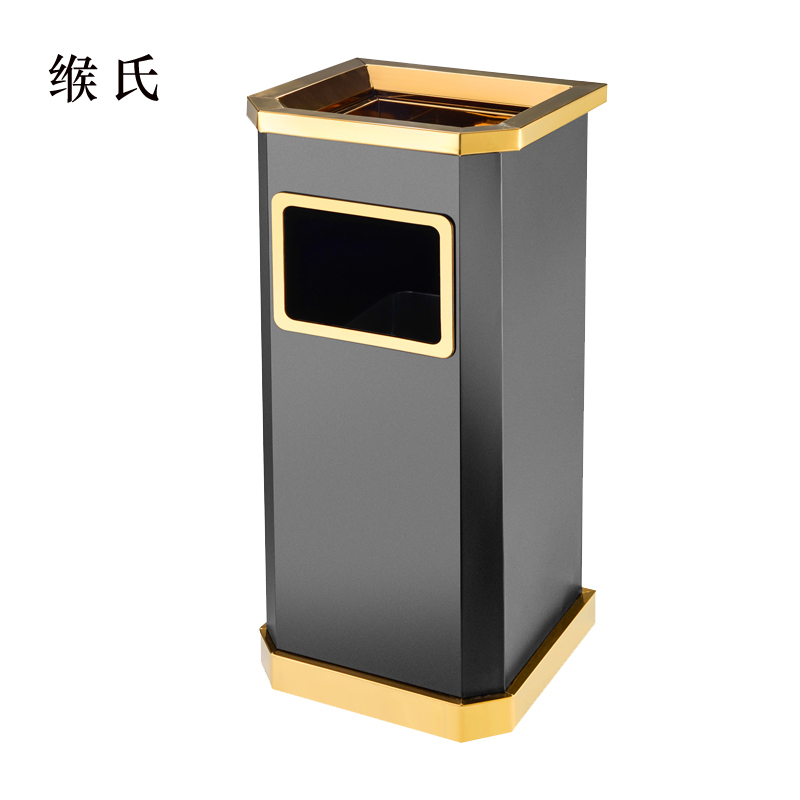 缑氏不锈钢垃圾桶烟蒂柱灭烟桶带烟灰缸室外电梯口立式 钛金靠墙氏侧开口