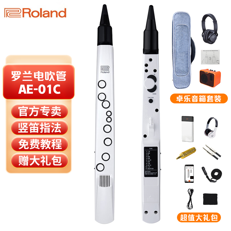 罗兰（Roland）AE-01C电吹管新型电子萨克斯支持蓝牙初学者成人老年人电子管乐 AE-01C【大礼包+耳机+接收器+卓乐音箱】
