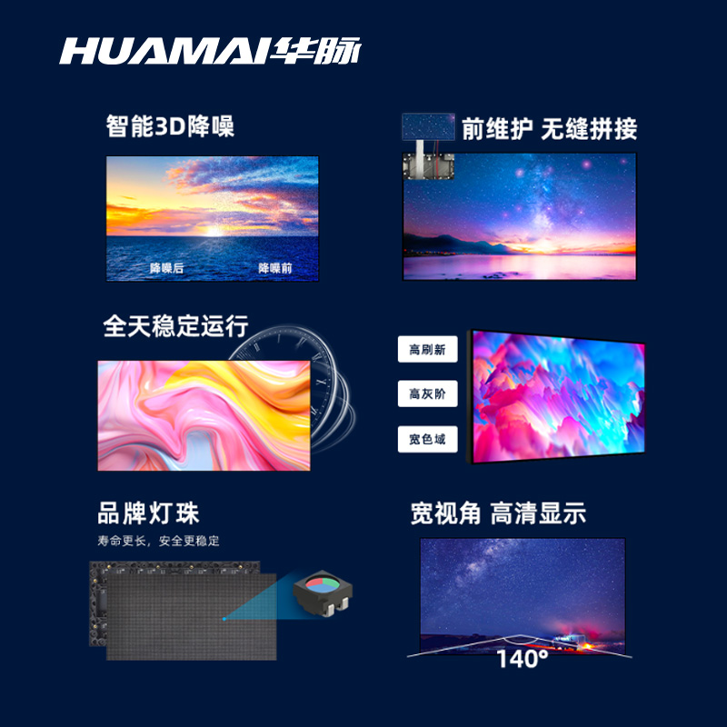 华脉(HUAMAI)P1.2全彩小间距LED显示屏室内无缝大屏幕(长2.66 高1.54m)HM-DEP1.2-JY高清大图