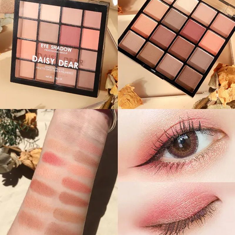 眼影盘ins平价16色眼影眼影不脱妆防水大地色眼影盘学生日常眼影16色