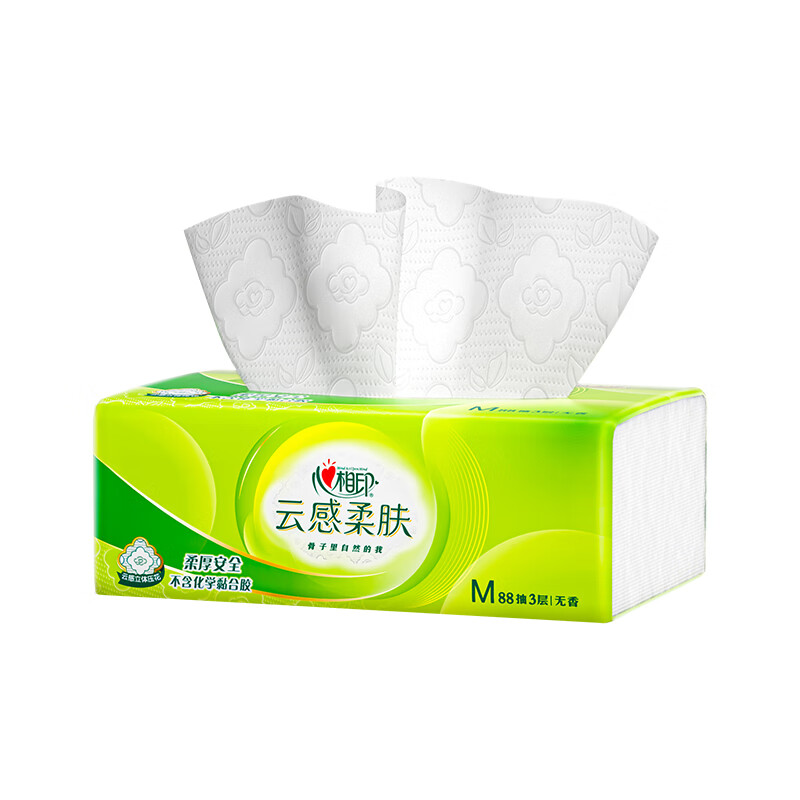 心相印抽纸云感柔肤 M码3层88抽*16包纸巾面巾纸家用轻奢餐巾纸DT18098 3层 88抽 16包 整箱装高清大图