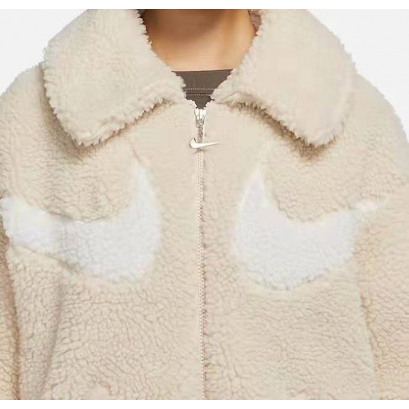 NIKE耐克外套运动休闲羊羔绒保暖女装翻领夹克DD5621-206 Z高清大图