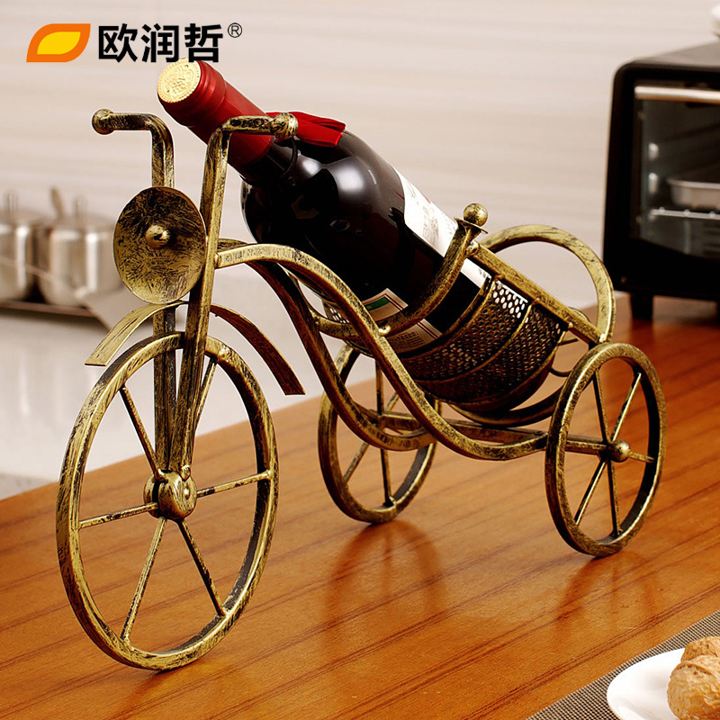 欧润哲(ORANGE) 复古单车造型红酒架餐厅吧台葡萄酒架 酒具家用客厅桌面时尚酒瓶架摆件107733