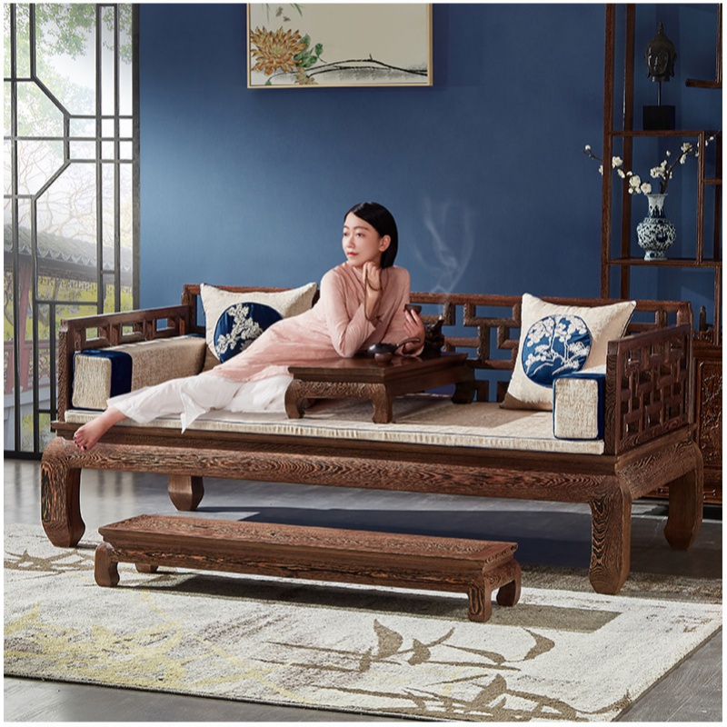 闪电客红木罗汉床睡塌鸡翅木新中式爱罗汉榻 家具小户型书房沙发卧榻
