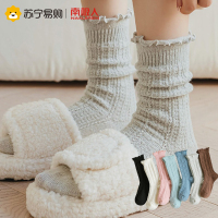 袜子女秋冬纯棉中筒袜网红堆堆袜女士纯棉高筒日系少女花边长袜