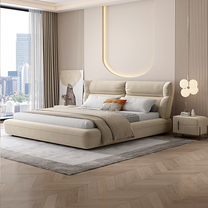 恒享家 床 布艺床轻奢现代简约双人床日式ins网红侘寂风主卧双人婚床