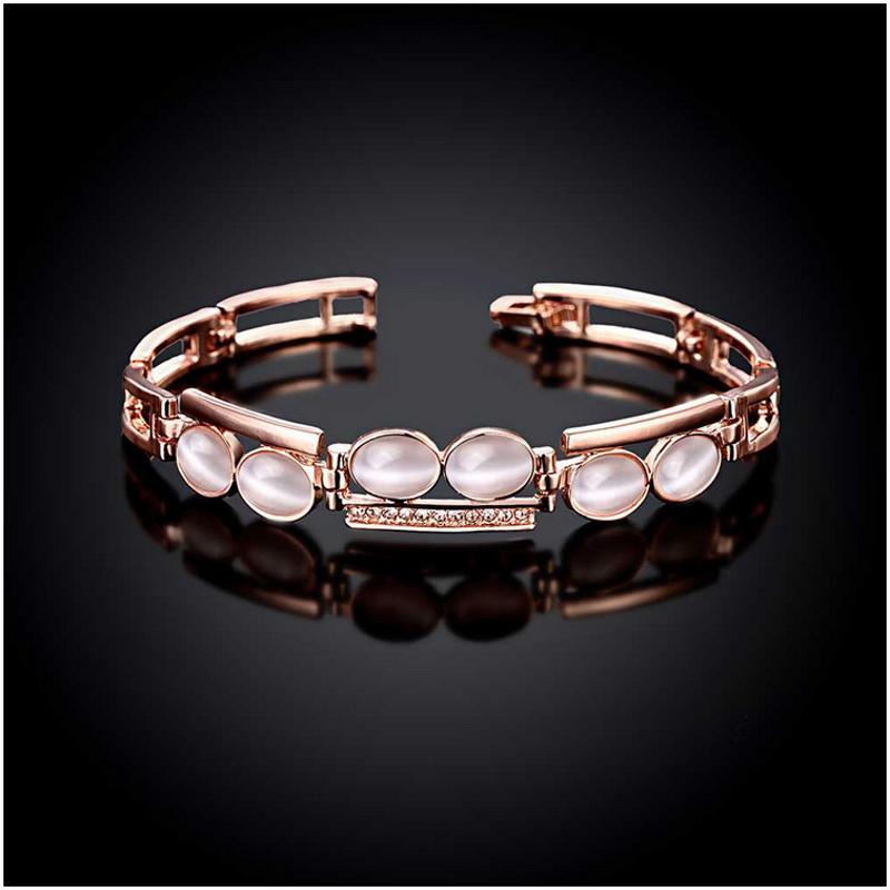 z083 gem bracelet时尚镀玫瑰金色欧美猫眼石女士手镯约会配饰送女