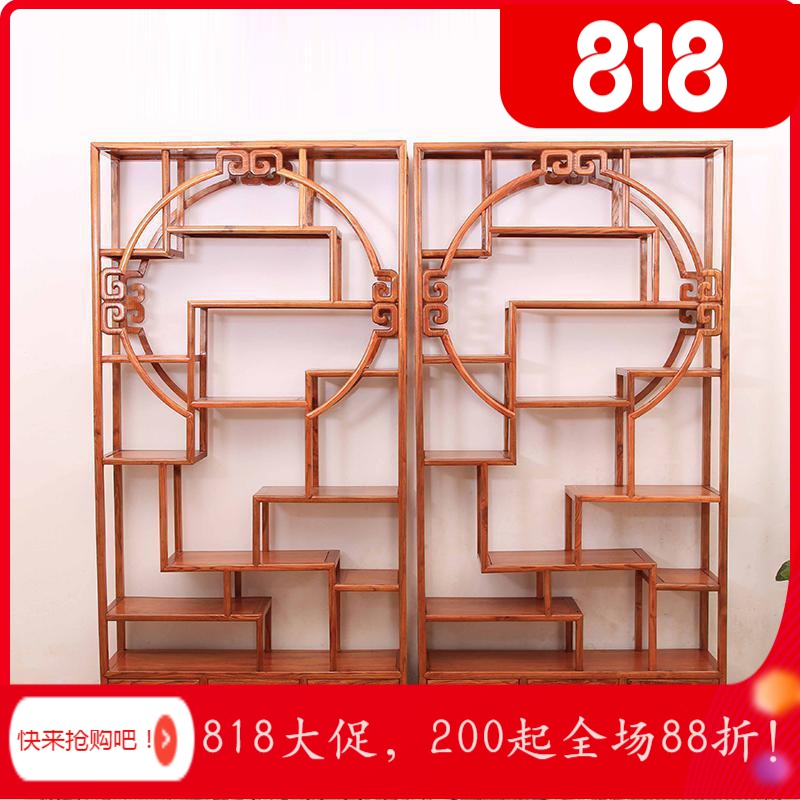 BONJEAN博古架实木新中式多宝阁茶叶展示陈列柜茶室置物古董货架客厅隔断 1米多宝阁1米以下