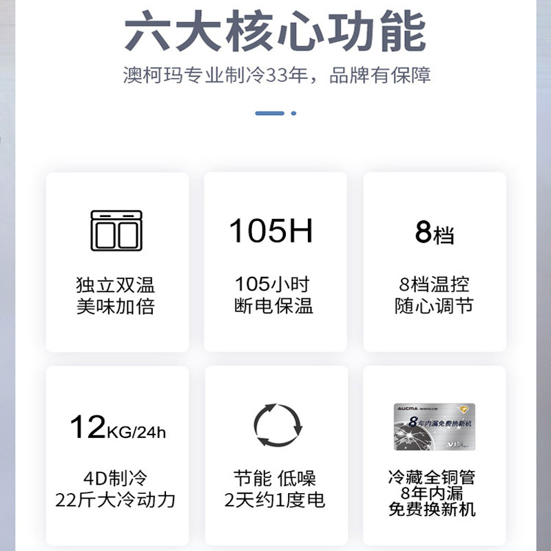 Aucma/澳柯玛BCD-212CFT 家用双温双箱冰柜冷藏冷冻柜顶开门卧式冷柜 家商两用 铜管