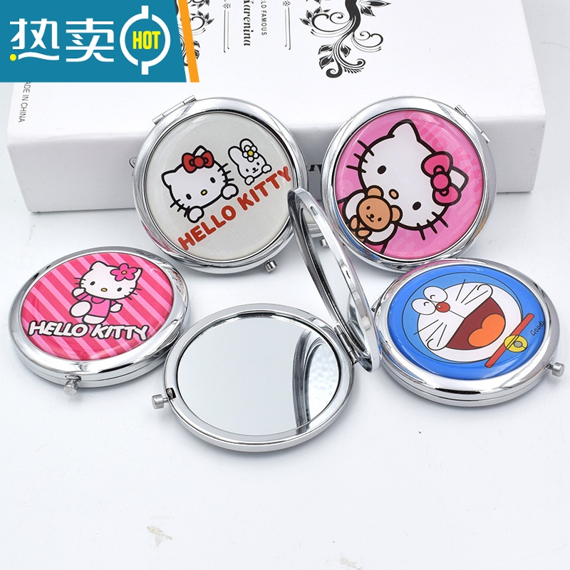 敬平可爱翻盖化妆镜随身便携折叠小镜子玻璃复古铜镜子圆形补妆镜女用 古风2便携式用镜高清大图