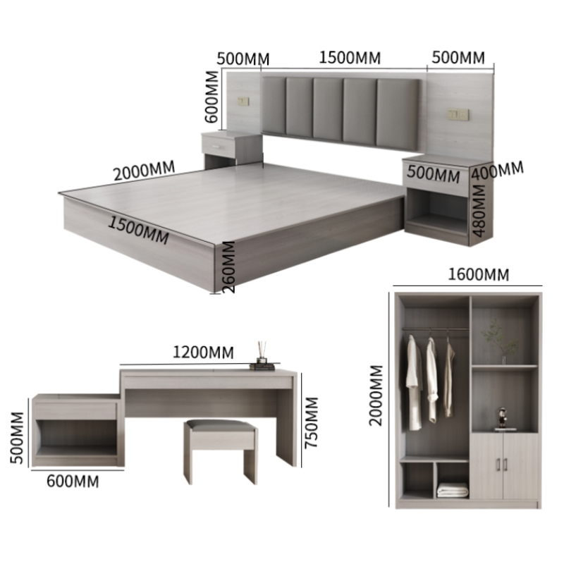 豫龙都床+桌+柜1.5m套高清大图