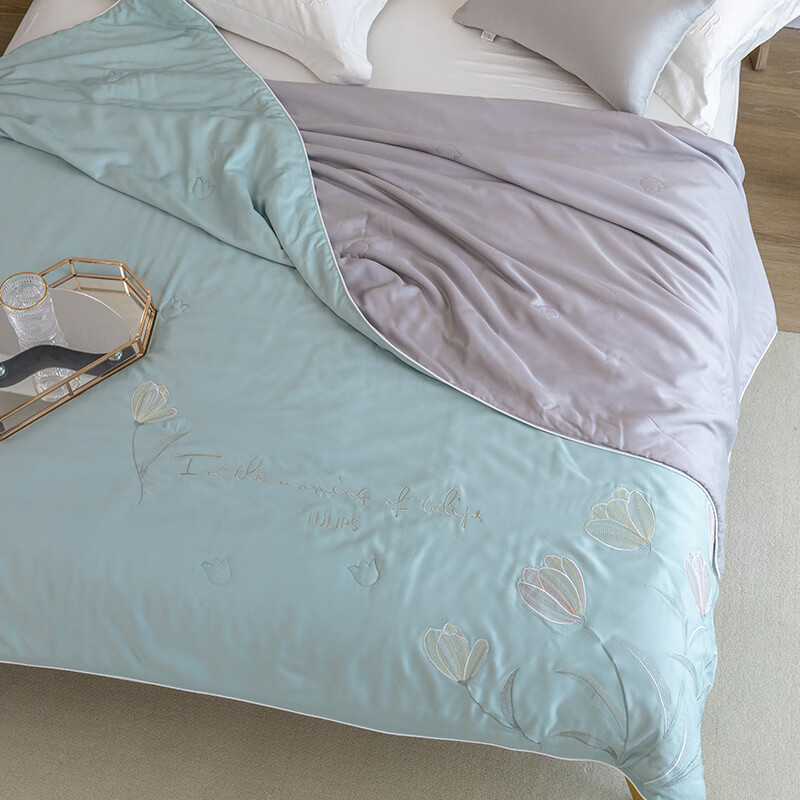 红豆(hongdou)郁金香绣花夏被200×230cm 82206021高清大图